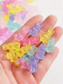 Matte Bunny Shaped Acrylic Spacer Beads With Horizontal Holes, DIY Craft Supplies For Bracelet, Necklace & Keychain Making - Multicolor - View 4