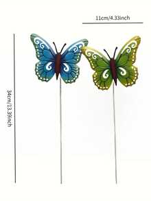 2PCS Metal Waterproof Anti Fade Hand Painted Colorful Butterfly Garden Stakes Ornament Bright Multicolor Art Pattern Plant Pot Yard Patio Lawn Outdoor Spring Summer Decor - View 11