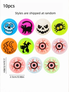 Muroi Mono 2/10/12/15/20/24/25Pcs Random Halloween Glow-In-The-Dark Bouncy Balls, Halloween Party Favors & Decor Props - multicolor - View 10