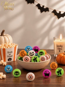 Muroi Mono 2/10/12/15/20/24/25Pcs Random Halloween Glow-In-The-Dark Bouncy Balls, Halloween Party Favors & Decor Props - multicolor - View 6