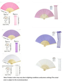 Decorative Handheld Folding Fan Set-Includes , Matching Thank-You Cards, And Organza Bags; Suitable For Weddings, Bridal Showers, Birthdays, Party Favors, Outdoor Decor, And Festive Event Styling. - multicolor - View 4