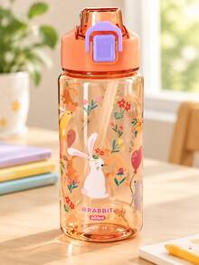1件 600ml 卡通水瓶，附可愛防漏蓋與彈跳蓋，塑膠材質，適合戶外露營與運動 - 多色 - 查看 4