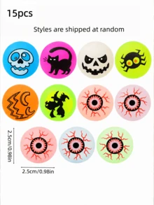 Muroi Mono 2/10/12/15/20/24/25Pcs Random Halloween Glow-In-The-Dark Bouncy Balls, Halloween Party Favors & Decor Props - multicolor - View 11