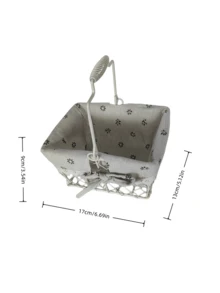 Haus Hana 1PC Rustic Wire Storage Basket, Metal Iron Frame With Floral Linen Liner & Lace Bow, Removable Lining, Multi-Use Organizer, Hold Sundries Snacks Cosmetics, For Kitchen Bathroom Picnic, Great Present For Housewarming - Multicolor - View 15