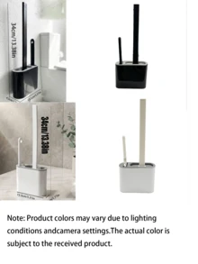 1 Piece 2-In-1 Toilet Brush Set With Holder, Made Of Pp Material, Silicone Cleaning Brush, Wall Mount Design With Storage Box, Flat Head Design For Bathroom & Toilet, Easy To Hang, No Drip - Multicolor - View 6