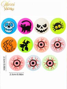 Muroi Mono 2/10/12/15/20/24/25Pcs Random Halloween Glow-In-The-Dark Bouncy Balls, Halloween Party Favors & Decor Props - multicolor - View 2
