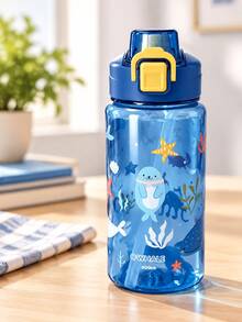 1件 600ml 卡通水瓶，附可愛防漏蓋與彈跳蓋，塑膠材質，適合戶外露營與運動 - 多色 - 查看 9