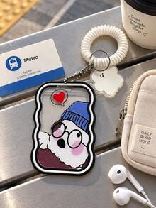 1pc Transparent Silicone Card Holder For Access Passes, Bus Passes, And Work IDs; Suitable For Displaying Celebrity Photos Or Decorating Student Backpacks. - Cute bear - View 6