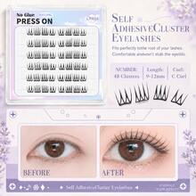 48Pcs No Glue Press On D Curl Cluster Lashes,Seamless Natural Look Individual Segment Eyelash Extensions, Ultra Lightweight Soft Comfortable Reusable Lashes, Effortlessly Enhance Natural Beauty For Daily Makeup, Beginner Friendly - Multicolor - View 3