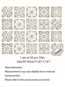 20pcs Marble Effect Ceramic Tile Stickers, Stickers, Wall Decal, Vinyl Decal For Home Decorations, Spring Decoration Items Refresh Your Home, Rama Decoration Stickers Floor Tiles Flooring Floor Tiles Self - multicolor - View 9