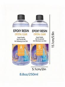 500ml 水晶环氧树脂套件 - 桌面环氧树脂套件 - 用于树脂模具、桌面、艺术树脂、工艺品、珠宝铸造、DIY、玻璃杯和木制工艺装饰的环氧树脂，简单混合比例为 1:1 - 白色 - 查看 7