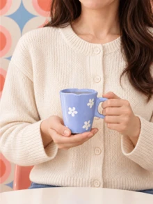 Joivida 1pc Purple Small Flower Ceramic Mug, 250ml Capacity, Ins Style, Tea Cup / Coffee Cup, Breakfast Milk Cup, Ceramic Cup Gift Favor, Daily Use / Holiday Gifting - Multicolor - View 7
