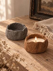 Cirelle 1PC/2PCS Wabi-Sabi Textured Matte Concrete Candle Holder, Empty Cement Candle Cup For DIY Soy Candle Making, Minimalist Table Decor, Ideal Housewarming Birthday Wedding Holiday Gift For Home Decor & Candle Making Hobbyists - multicolor - View 1