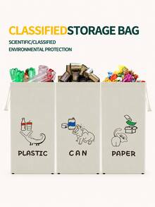 Haus Hana Garbage Sorting Trash Bags & Separate Recycling Bin Set, Collapsible PP Storage Bags, Indoor Waste Sorting Organizers In Red, Green, Blue. Reusable Supplies For Kitchen, Home, Hotel & Property Management, Ideal For Back-To-School - View 3
