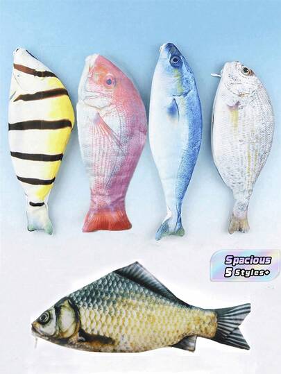 1/2/3pcs Back-To-School Large Capacity Pencil Cases, Fish-Shaped Stationery Bag, Pencil Box, Gift, Office School Supplies, Portable Simple Student Stationery Pencil Bag, Suitable For Pencils, Ballpoint Pens, Rulers, Etc. Gifts,Student Supplies