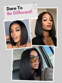 V Part Bob Wig Human Hair Glueless Install With Quick Drawstring Adjustment Straight Hair Natural Color 150% Density For Women, Clip In Upgrade U Part Human Hair Wig, None Lace Wig Human Hair Wear & Go For Beginner Friendly 9AM Hair Cosplay Y2K Ss26 - SNatural - View 5