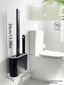 1 Piece 2-In-1 Toilet Brush Set With Holder, Made Of Pp Material, Silicone Cleaning Brush, Wall Mount Design With Storage Box, Flat Head Design For Bathroom & Toilet, Easy To Hang, No Drip - Multicolor - View 11