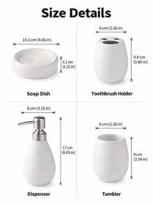Cirelle Ceramic Sanitaryware Set,High End Luxury Washing And Wire Drawing Three Pieces Set Separately Bottled Toilet Lotion Bottle Soap Dish Ceramic Bathroom Four Piece Set, Bathroom Set, Essential Gift For Business, Housewarming, And Moving. - multicolor - View 5