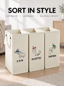 Haus Hana Garbage Sorting Trash Bags & Separate Recycling Bin Set, Collapsible PP Storage Bags, Indoor Waste Sorting Organizers In Red, Green, Blue. Reusable Supplies For Kitchen, Home, Hotel & Property Management, Ideal For Back-To-School - View 4