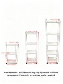 Plastic White Rolling Storage Cart With 3 Shelves And Handle - Multi-Use Organizer For Kitchen, Bathroom, And Bedroom - Durable Wire Shelves For Easy Access, Mobile Service Cart | Modern Storage | Hobby Storage - Multicolor - View 2