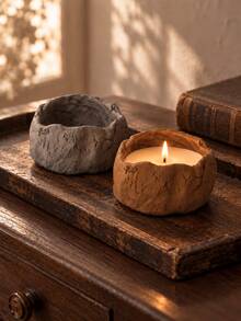 Cirelle 1PC/2PCS Wabi-Sabi Textured Matte Concrete Candle Holder, Empty Cement Candle Cup For DIY Soy Candle Making, Minimalist Table Decor, Ideal Housewarming Birthday Wedding Holiday Gift For Home Decor & Candle Making Hobbyists - multicolor - View 4