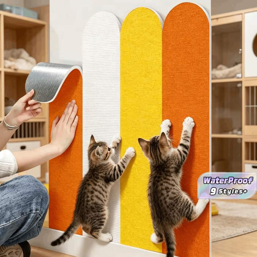 Self Adhesive Cat Scratcher Wall Pad, Colorful Oval Sisal Cat Scratch Mat For Wall & Sofa Protection, Non Shedding Durable Cat Scratching Board Furniture Protector For Indoor Cats Home Decor - one-size - View 1