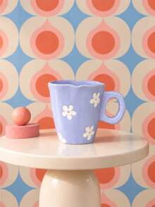 Joivida 1pc Purple Small Flower Ceramic Mug, 250ml Capacity, Ins Style, Tea Cup / Coffee Cup, Breakfast Milk Cup, Ceramic Cup Gift Favor, Daily Use / Holiday Gifting - Multicolor - View 4