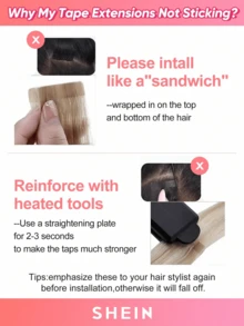 20pcs 50g Tape In Hair Extension, 100% Real Remy Human Hair Extension For Salon Silky Seamless Invisible Skin Weft Tape Ins,  For Thinning Hair Woman Natural Look  Can Be Reused ,For Fine Or Thin Hair ,Add Volume Halloween Costumes,Highlight 10P613# - S10/613 - View 13