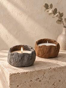 Cirelle 1PC/2PCS Wabi-Sabi Textured Matte Concrete Candle Holder, Empty Cement Candle Cup For DIY Soy Candle Making, Minimalist Table Decor, Ideal Housewarming Birthday Wedding Holiday Gift For Home Decor & Candle Making Hobbyists - multicolor - View 6
