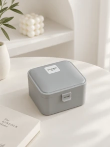 Haus Hana 1PC Minimalist Square Storage Box With Secure Latch Lid, Portable Small Desktop Organizer Case, Multi Purpose Container For Cable Charger Cosmetic Jewelry Card, Neat Storage For Home Bedroom Office Travel Daily Use - Multicolor - View 2