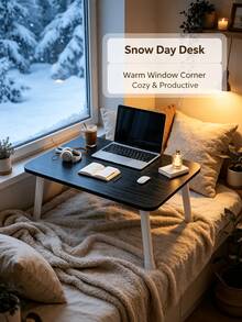 1pc Portable Folding Bedside Table, Height Adjustable, Easy To Use As Study Desk, Notebook Laptop Desk - Multicolor - View 4