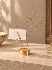 Cirelle 1Pc/2Pcs Photo Holder Stand, Hollow Monstera Tropical Leaf Shape Memo Clip, Non-Slip Stable Base, Aesthetic Boho Desk Decor, Multi-Functional Card & Picture Holder For Home Office Wedding Party, Housewarming Birthday Holiday Present - Multicolor - View 4