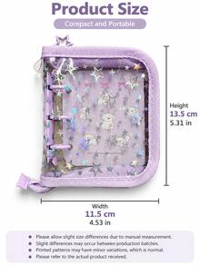 A8 3‑Hole Cartoon Rabbit Zipper Photo Album, Glitter Star 3‑Inch Photo Card Binder, 1‑Pocket Card Holder For Teen Girls, Kawaii Photo Card Collection Book - Multicolor - View 9