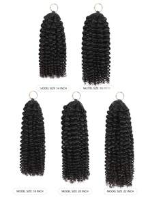 Boho Braids Miracle Knot 100% Remy 羽毛線鉤針髮 鉤針編髮 髮廊級絲滑無縫隱形自然黑 捲曲 Miracle Knots 羽毛鉤針真人髮編髮 女用微小預環鉤針髮 捲曲接髮 - Natural Black - 查看 3