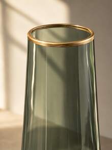 Cirelle 1pc Tapered Glass Vase With Gold Rim, Modern Tabletop Vase, Decorative Floral Container For Fresh And Dried Botanicals, Home Accent For Dining Side Console Table - multicolor - View 8