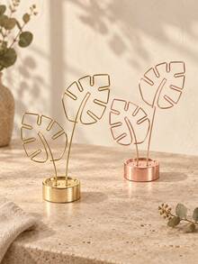 Cirelle 1Pc/2Pcs Photo Holder Stand, Hollow Monstera Tropical Leaf Shape Memo Clip, Non-Slip Stable Base, Aesthetic Boho Desk Decor, Multi-Functional Card & Picture Holder For Home Office Wedding Party, Housewarming Birthday Holiday Present - Multicolor - View 2