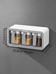 1pc Wall‑Mounted Spice Seasoning Container Set, Pull‑Out Transparent Condiment Jars With Spoon, Space‑Saver Kitchen Spice Storage Organizer - Multicolor - View 9
