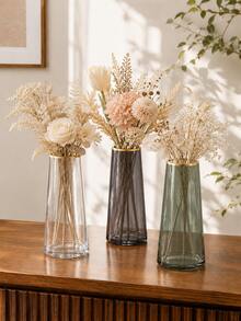Cirelle 1pc Tapered Glass Vase With Gold Rim, Modern Tabletop Vase, Decorative Floral Container For Fresh And Dried Botanicals, Home Accent For Dining Side Console Table - multicolor - View 10