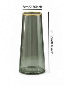 Cirelle 1pc Tapered Glass Vase With Gold Rim, Modern Tabletop Vase, Decorative Floral Container For Fresh And Dried Botanicals, Home Accent For Dining Side Console Table - multicolor - View 4