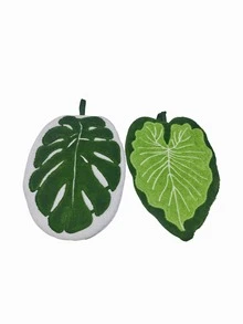 Joivida 1件/2件裝葉子造型懸掛式手巾，可愛龜背葉超吸水柔軟雪尼爾手巾，快乾裝飾性廚房水槽擦手巾 - 彩色 - 查看 11