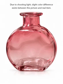 Cirelle 1pc Flat Round Tinted Glass Vase, Multi‑Purpose Decorative Bottle, Minimalist Tabletop Accent For Dried Blooms And Reed Diffuser Sticks, Home Shelf Cabinet Decor Piece - multicolor - View 10
