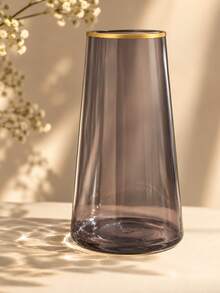 Cirelle 1pc Tapered Glass Vase With Gold Rim, Modern Tabletop Vase, Decorative Floral Container For Fresh And Dried Botanicals, Home Accent For Dining Side Console Table - multicolor - View 11