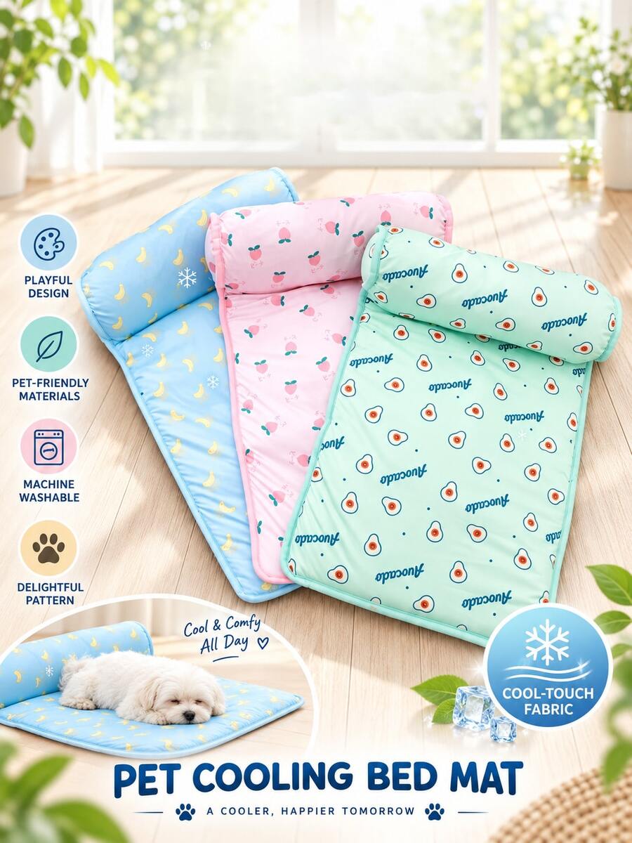 PETSIN 1 Buah Kasur & Alas Tidur Hewan Peliharaan Pendingin Musim Panas - Alas Tidur Motif Buah, Alas Anti Selip, Dapat Dicuci, Bantal Tidur Nyaman untuk Kucing dan Anjing, Istirahat di Dalam Rumah - MultiWarna - View 1