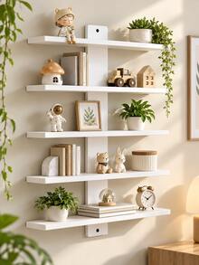 5-Tier White Wall-Mounted Display Rack Storage Rack Display Rack Effectively Saves Space 14.57inch Suitable For Dolls Statues Building Blocks And Collectibles Very Suitable For Living Rooms Bedrooms Kitchens Bathrooms Holiday Gifts Mother's Day Gift - Multicolor - View 1