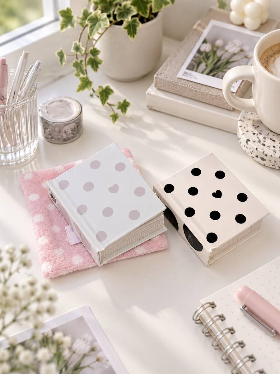 Haus Hana Sổ tay mini chấm bi phong cách Hàn Quốc dễ thương, kích thước nhỏ gọn với trang dày. Lý tưởng để viết nhật ký và trang trí scrapbook. Tuyệt vời để lưu trữ nhãn dán và ghi chú, hoàn hảo cho lập kế hoạch hàng ngày và các dự án thủ công. Tiện lợi mang theo khi di chuyển. - Nhiều màu - Xem 1