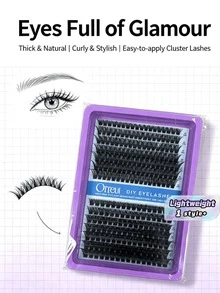 رموش صناعية فردية طبيعية DIY بتجعيد C Curl وسمك 0.07 مم، بدون غراء وبدون مزيل، 10 صفوف، رموش كوسبلاي للنساء للحفلات والنادي وأداة مكياج - متعدد الألوان - مشاهدة 7