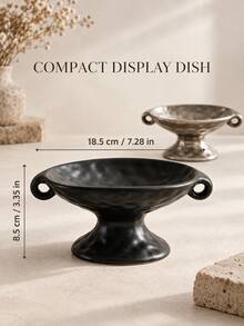 Cirelle 1Pc Ins High-End Ceramic Storage Tray, Double-Ear Hammered Pattern Tall-Footed Design Aromatherapy And Jewelry Dish, Bathroom Soap Holder, Light Luxury Desktop Decorative Ornament, Bedroom Dressing Table Storage Essential - multicolor - View 13