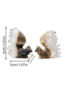 石英晶洞松鼠雕塑 手工雕刻療癒石裝飾品 室內收藏禮品 - 多色 - 查看 11