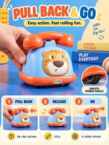 MINKOJA 1Pc Cartoon Animal Toy Telephone – Cute Animal Shapes, Rotating And Rolling Telephone, Early Education Pull-String Toy, Fun Communication Role-Playing Gift, Birthday Present. - Multicolor - View 11