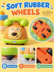 MINKOJA 1Pc Cartoon Animal Toy Telephone – Cute Animal Shapes, Rotating And Rolling Telephone, Early Education Pull-String Toy, Fun Communication Role-Playing Gift, Birthday Present. - Multicolor - View 12